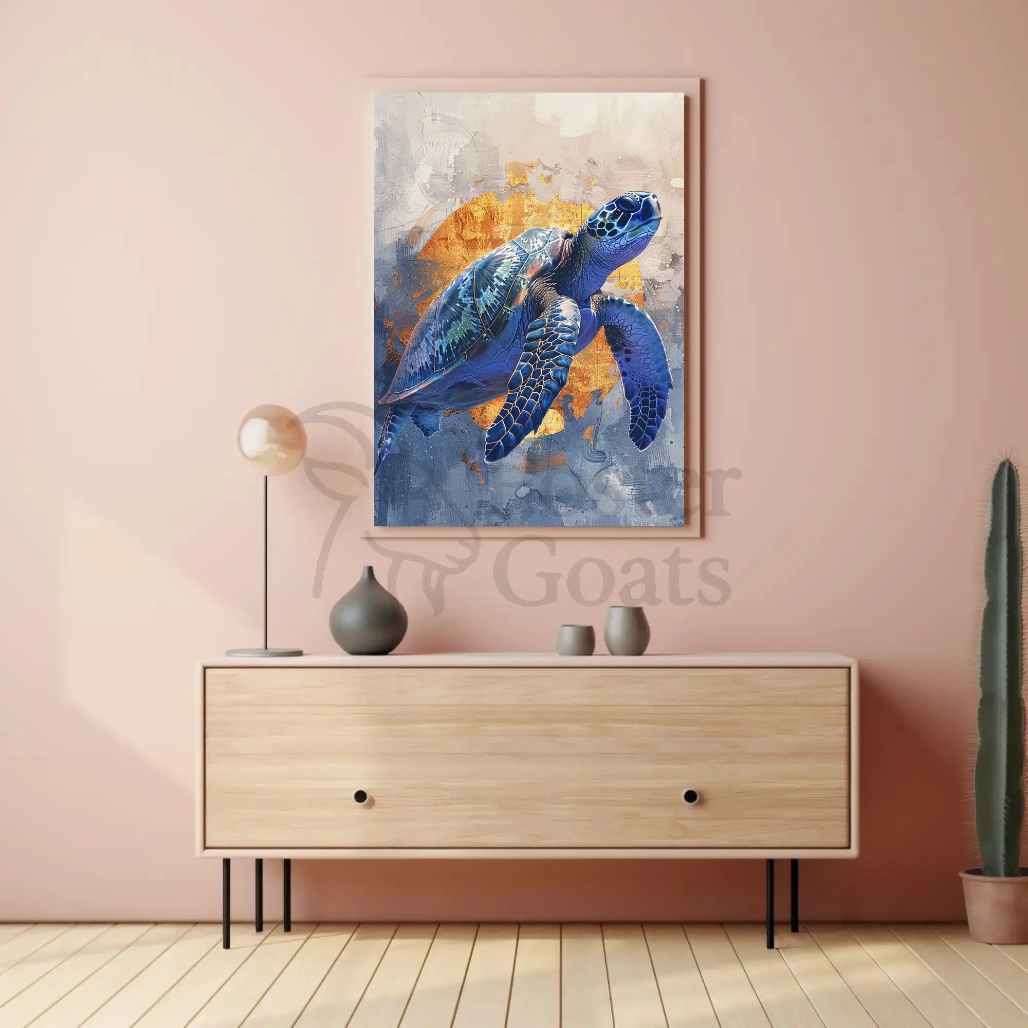 Stylized Sea Turtle Conservation Art Animal Poster PosterGoat