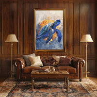 Stylized Sea Turtle Conservation Art Animal Poster PosterGoat