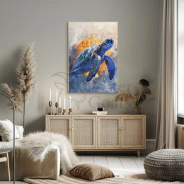 Stylized Sea Turtle Conservation Art Animal Poster PosterGoat