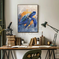 Stylized Sea Turtle Conservation Art Animal Poster PosterGoat