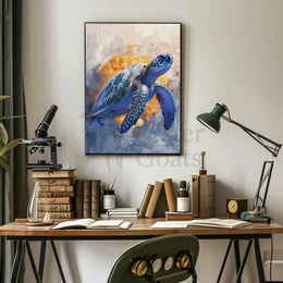Stylized Sea Turtle Conservation Art Animal Poster PosterGoat