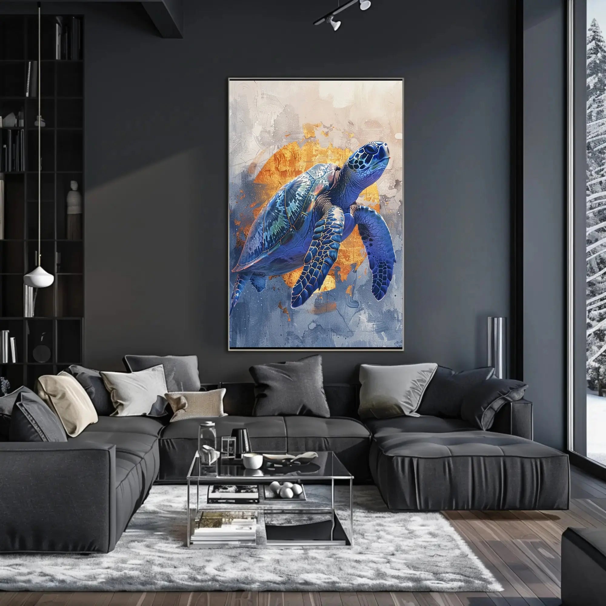 Stylized Sea Turtle Conservation Art Animal Poster PosterGoat