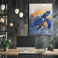Stylized Sea Turtle Conservation Art Animal Poster PosterGoat