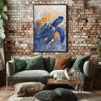 Stylized Sea Turtle Conservation Art Animal Poster PosterGoat