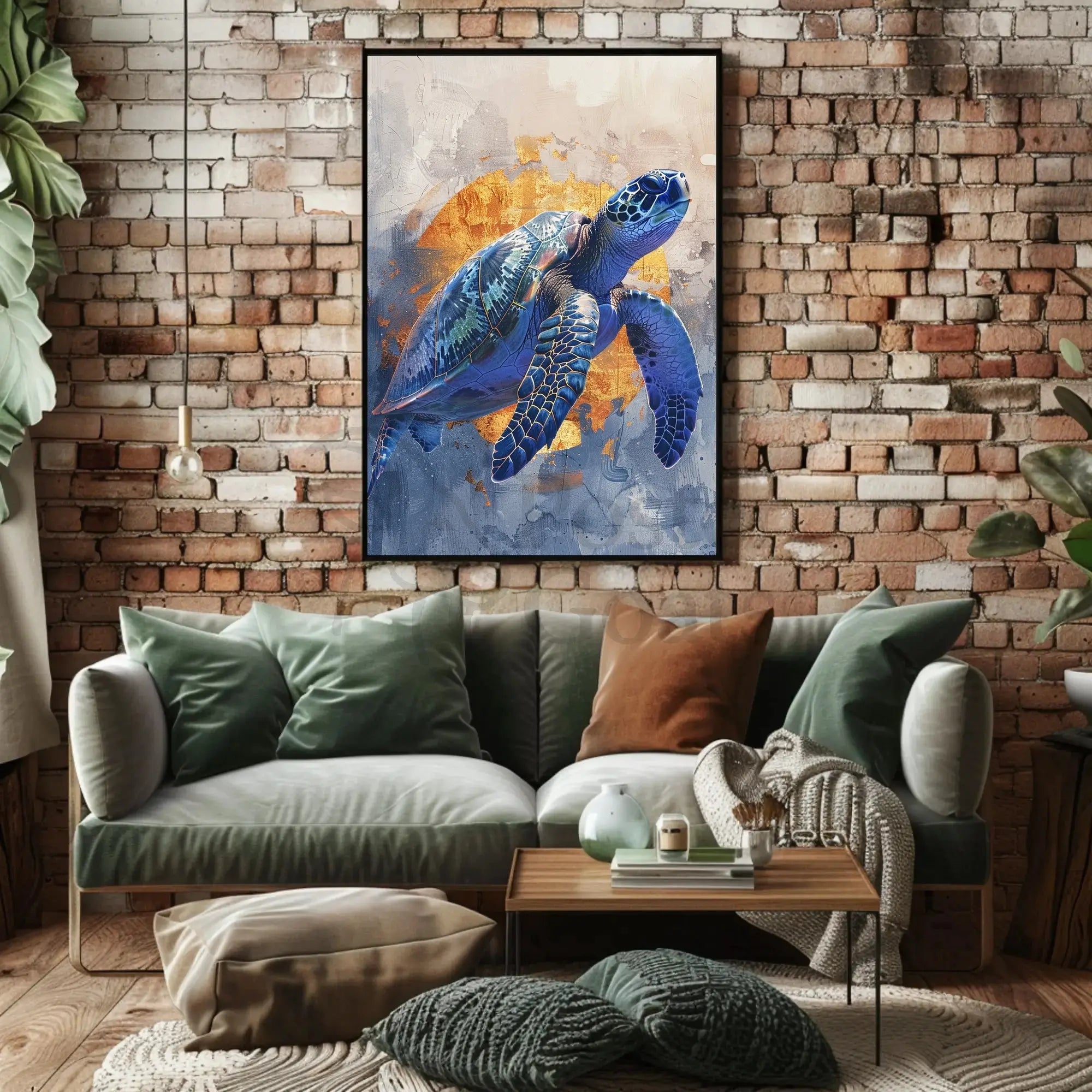 Stylized Sea Turtle Conservation Art Animal Poster PosterGoat