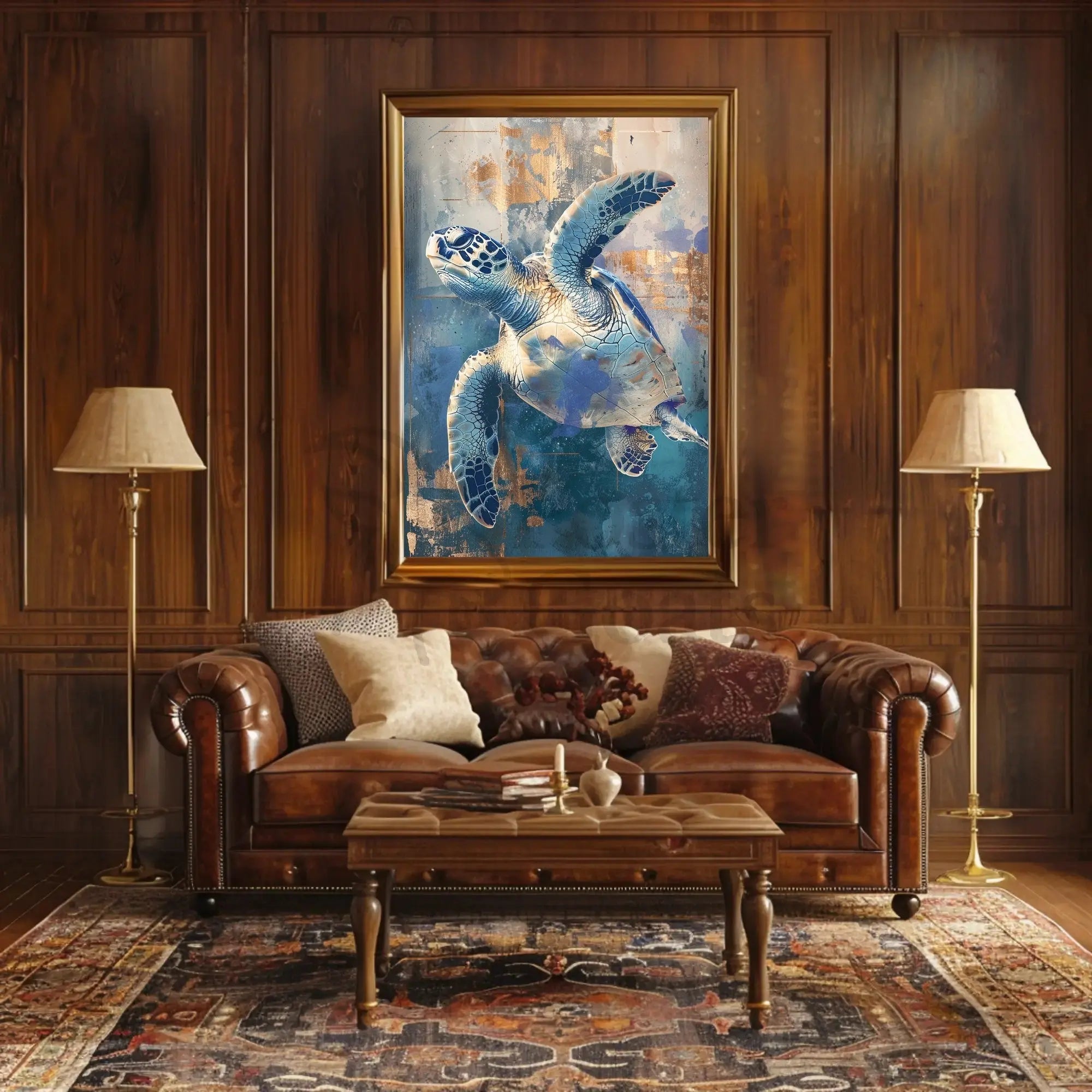 Stylized Sea Turtle Dynamic Motion Animal Poster PosterGoat