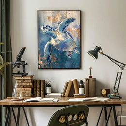 Stylized Sea Turtle Dynamic Motion Animal Poster PosterGoat