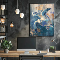 Stylized Sea Turtle Dynamic Motion Animal Poster PosterGoat