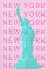 Stylized Statue of Liberty New York Travel Poster PosterGoat