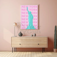 Stylized Statue of Liberty New York Travel Poster PosterGoat