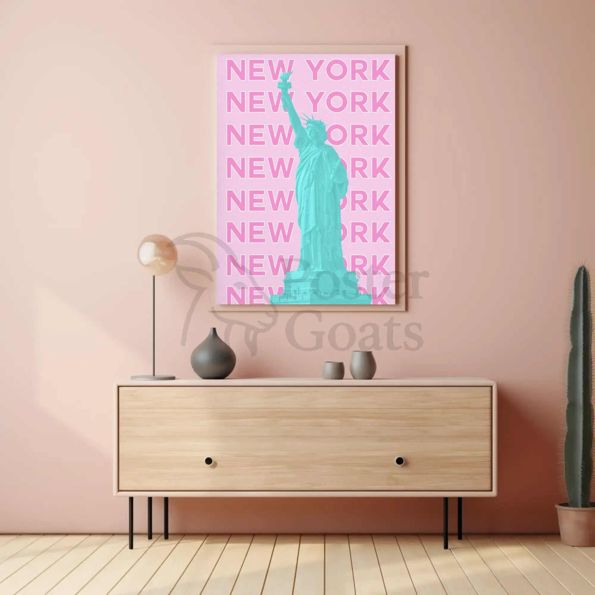 Stylized Statue of Liberty New York Travel Poster PosterGoat