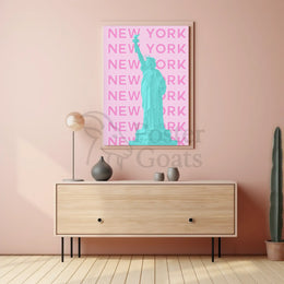 Stylized Statue of Liberty New York Travel Poster PosterGoat