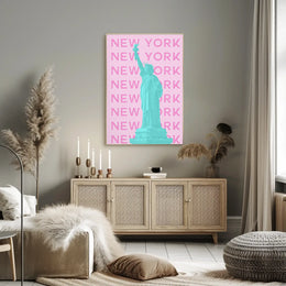 Stylized Statue of Liberty New York Travel Poster PosterGoat