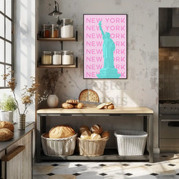 Stylized Statue of Liberty New York Travel Poster PosterGoat
