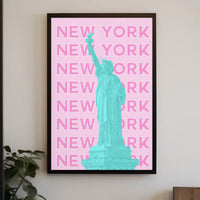Stylized Statue of Liberty New York Travel Poster PosterGoat