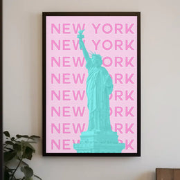 Stylized Statue of Liberty New York Travel Poster PosterGoat