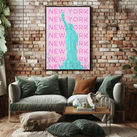Stylized Statue of Liberty New York Travel Poster PosterGoat