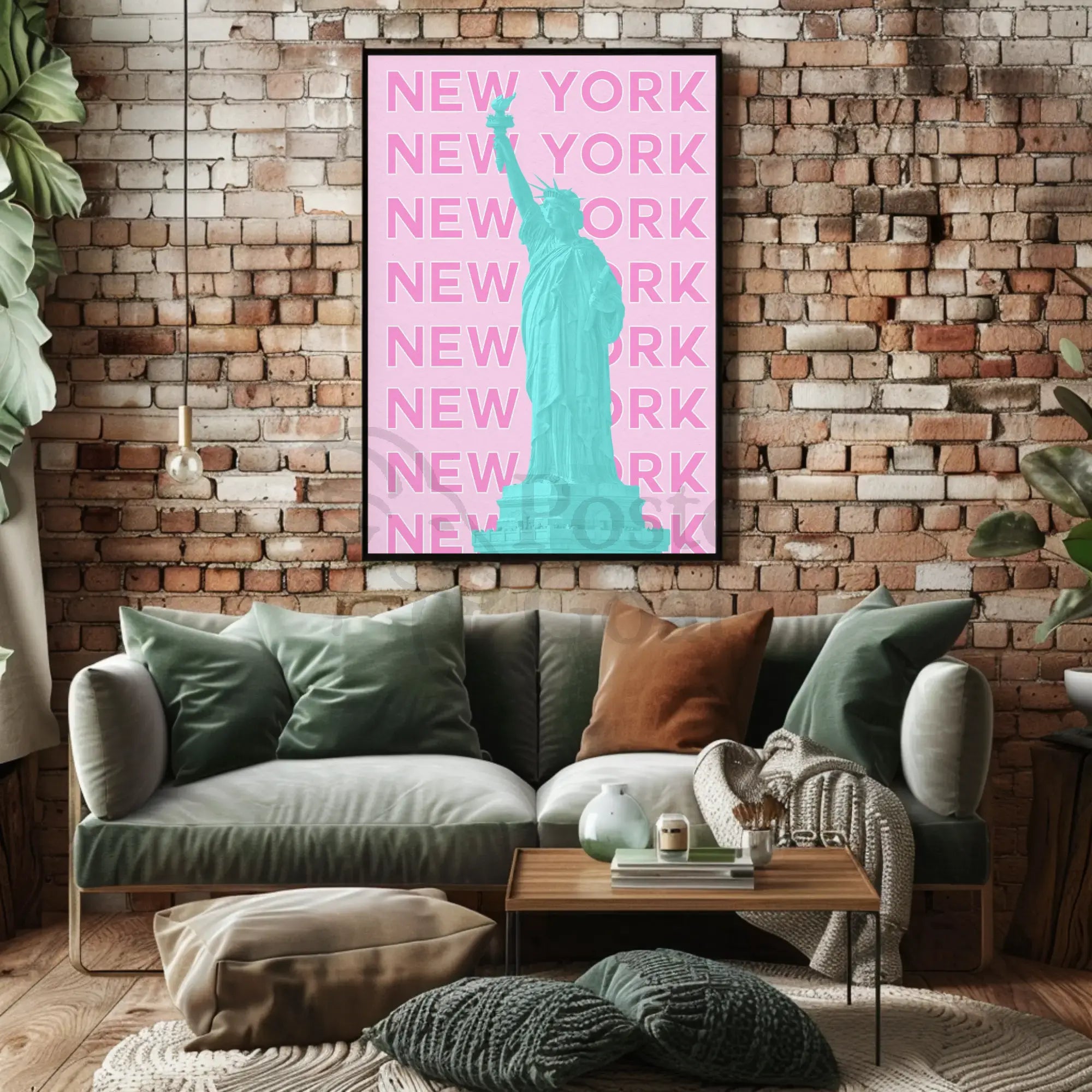 Stylized Statue of Liberty New York Travel Poster PosterGoat