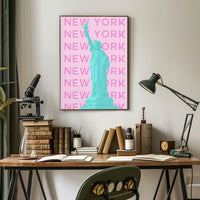 Stylized Statue of Liberty New York Travel Poster PosterGoat