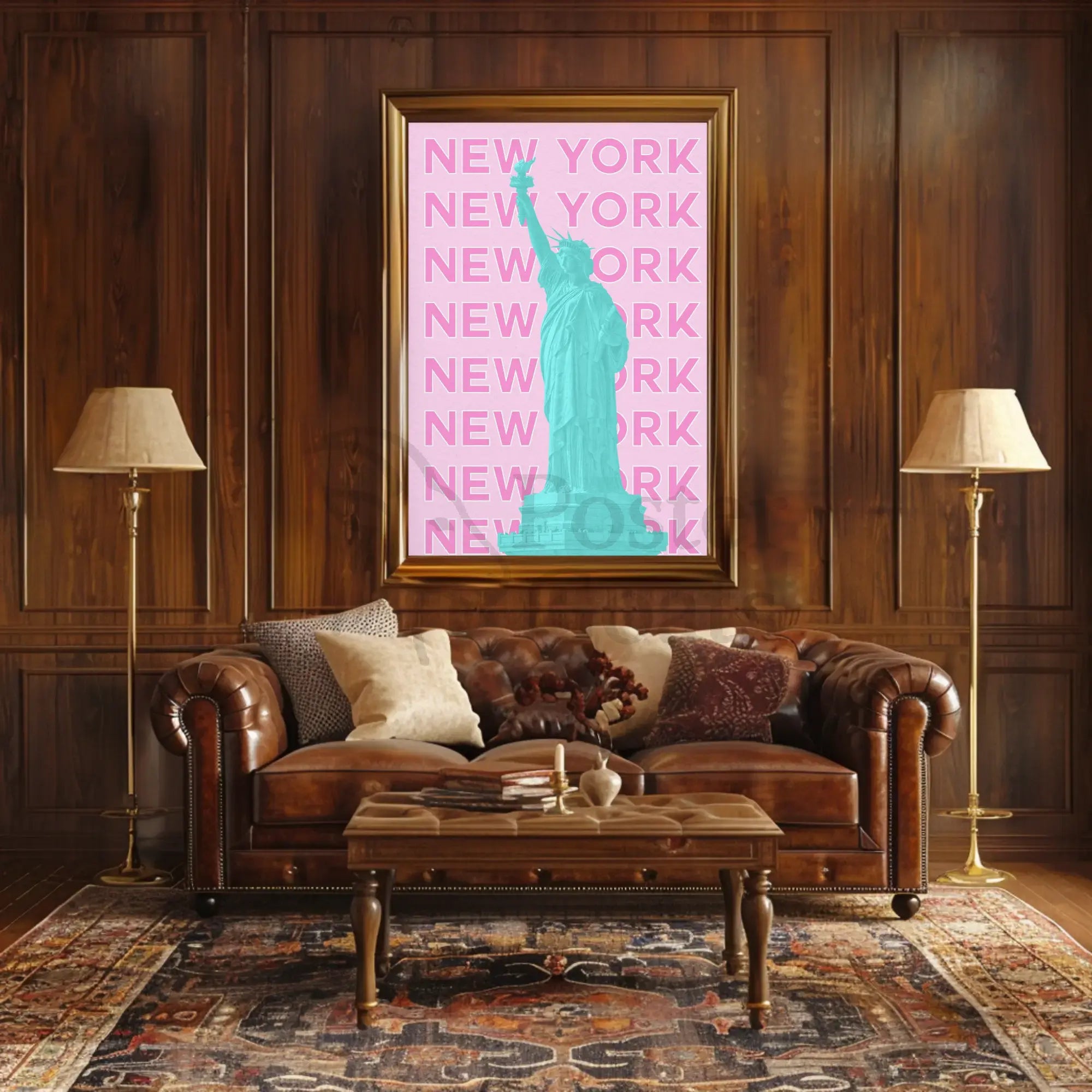 Stylized Statue of Liberty New York Travel Poster PosterGoat