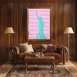 Stylized Statue of Liberty New York Travel Poster PosterGoat