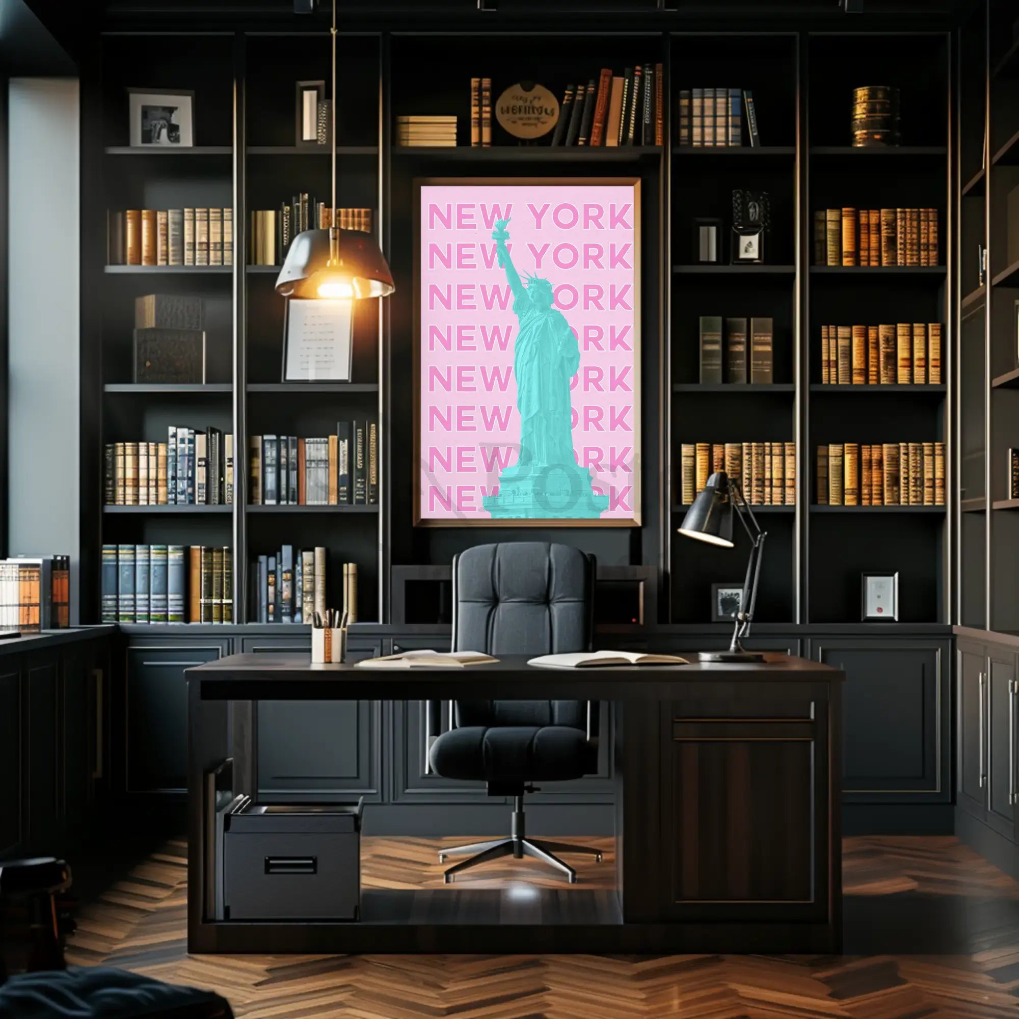 Stylized Statue of Liberty New York Travel Poster PosterGoat