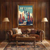 Stylized Statue of Liberty New York Urban or Cityscape Poster PosterGoat