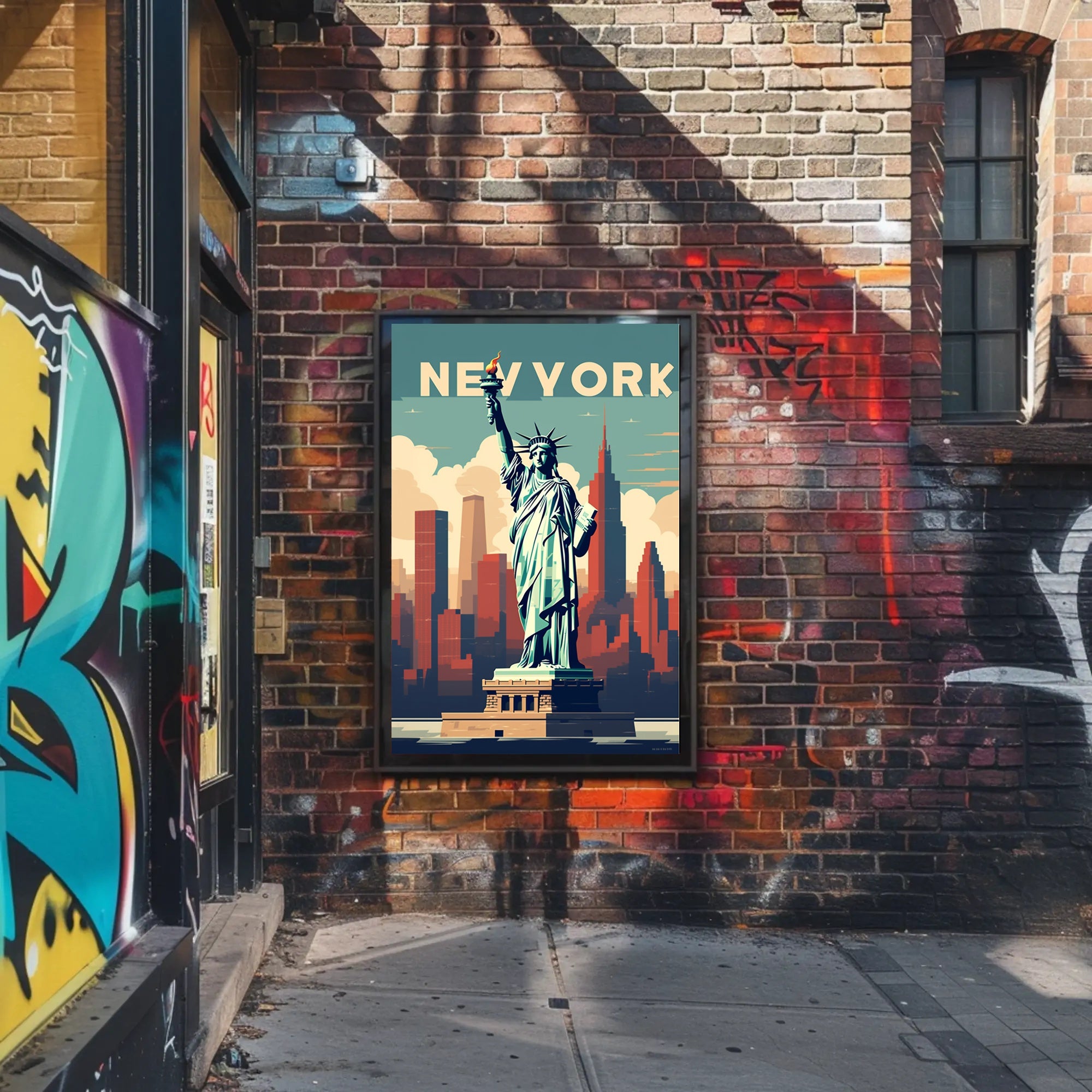 Stylized Statue of Liberty New York Urban or Cityscape Poster PosterGoat