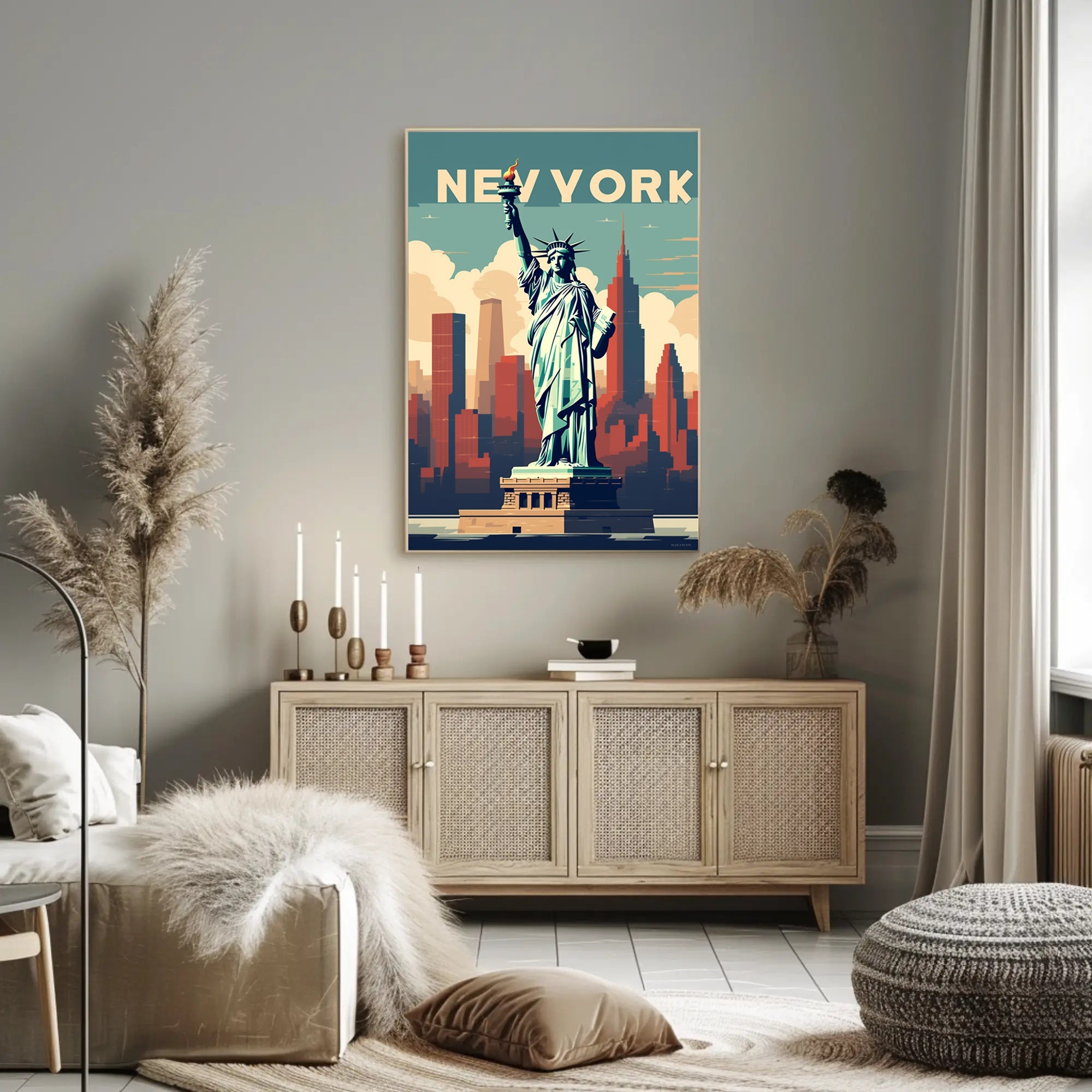 Stylized Statue of Liberty New York Urban or Cityscape Poster PosterGoat