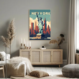Stylized Statue of Liberty New York Urban or Cityscape Poster PosterGoat