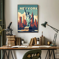 Stylized Statue of Liberty New York Urban or Cityscape Poster PosterGoat