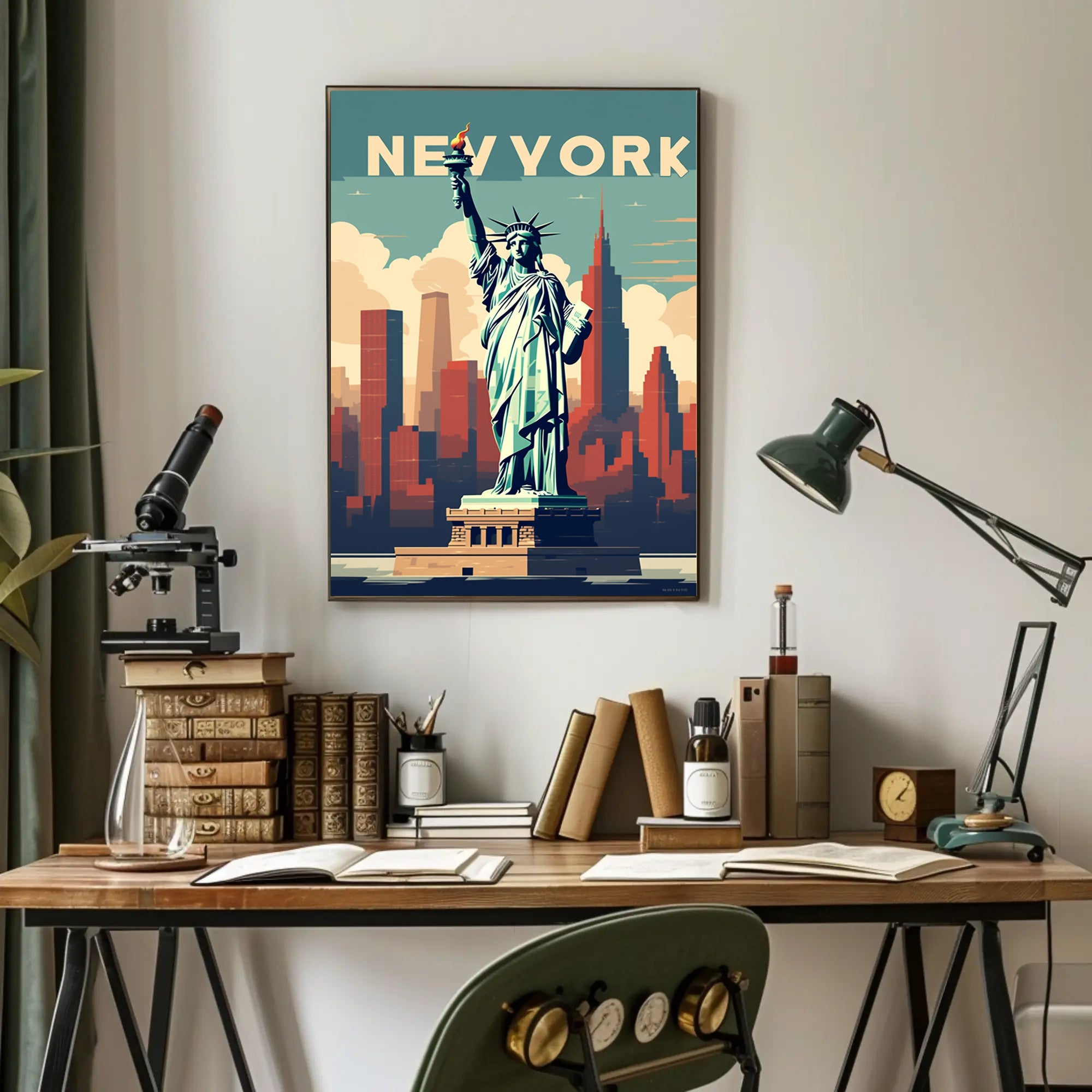 Stylized Statue of Liberty New York Urban or Cityscape Poster PosterGoat