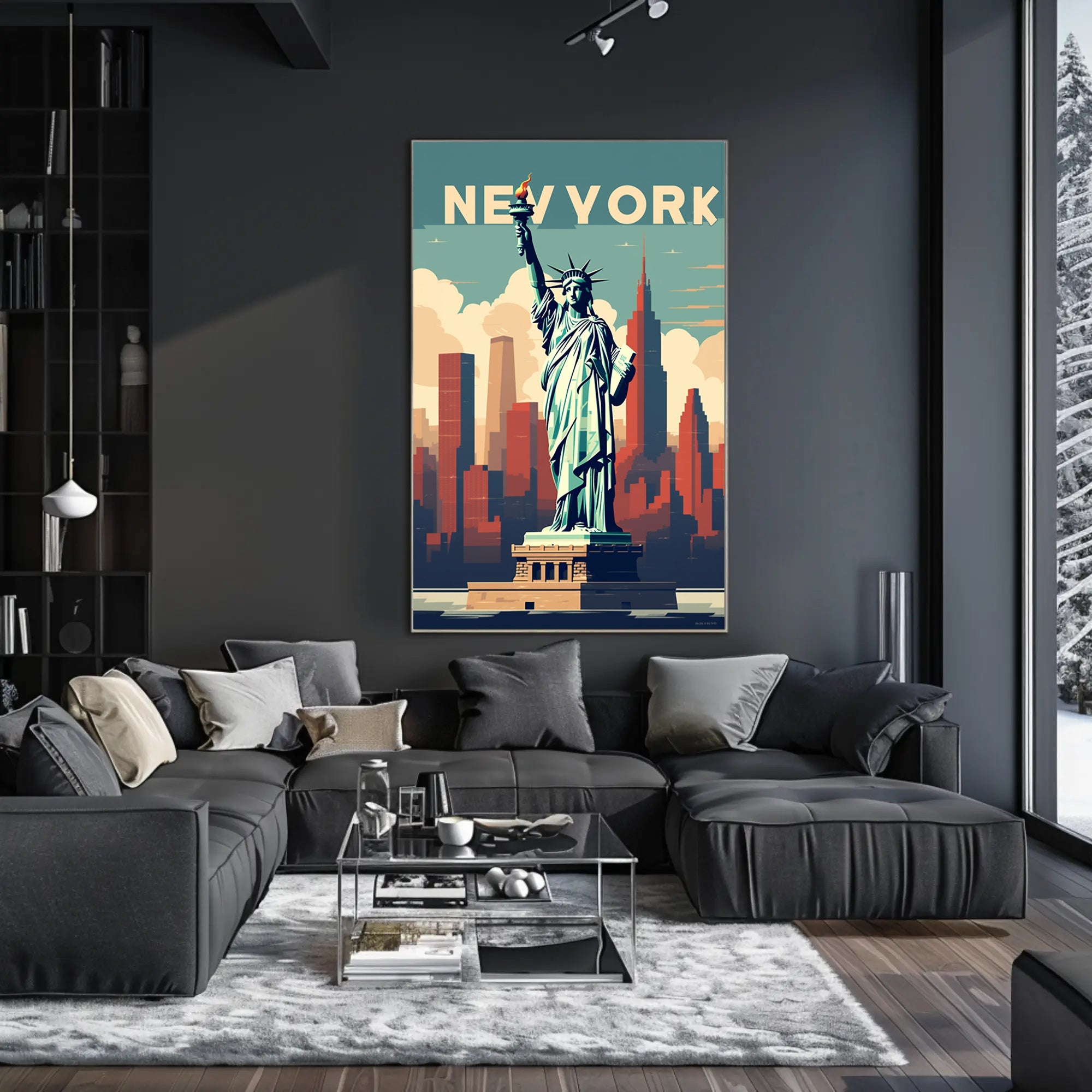Stylized Statue of Liberty New York Urban or Cityscape Poster PosterGoat