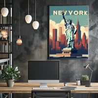 Stylized Statue of Liberty New York Urban or Cityscape Poster PosterGoat