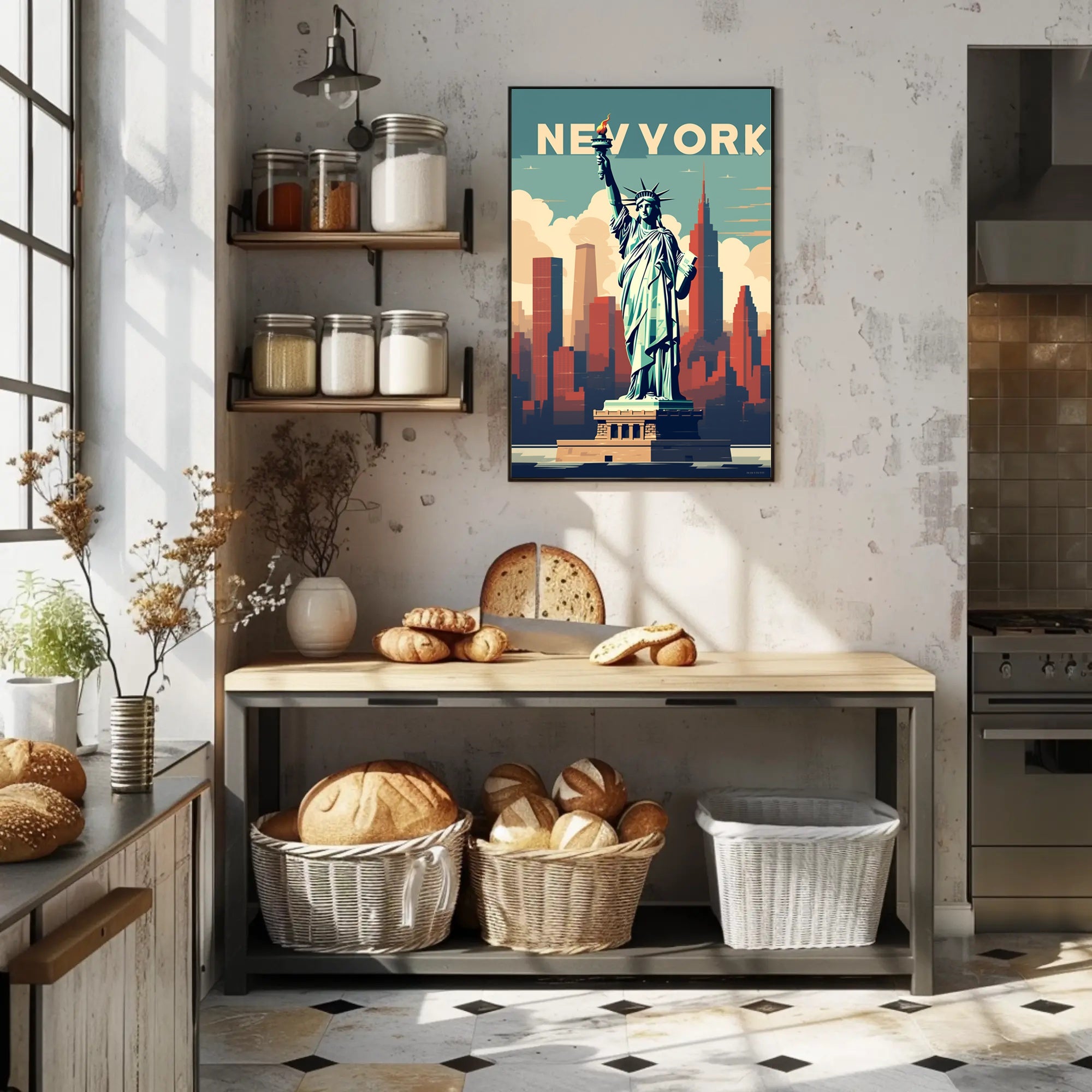 Stylized Statue of Liberty New York Urban or Cityscape Poster PosterGoat