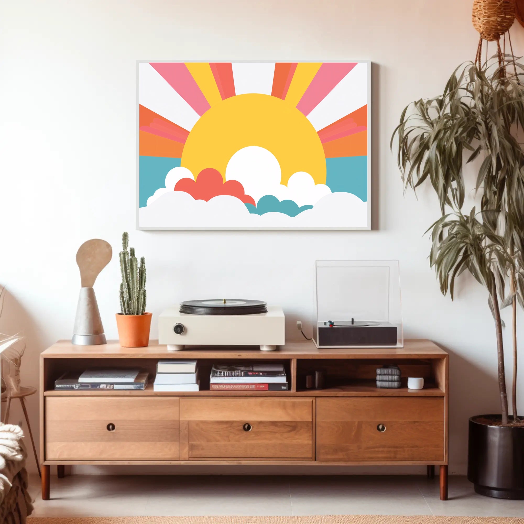Stylized Sunrise Energy Artwork - Abstract or Artistic Poster PosterGoat