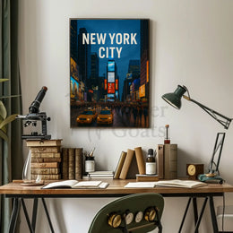 Stylized Times Square New York City Travel Poster PosterGoat