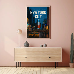 Stylized Times Square New York City Travel Poster PosterGoat