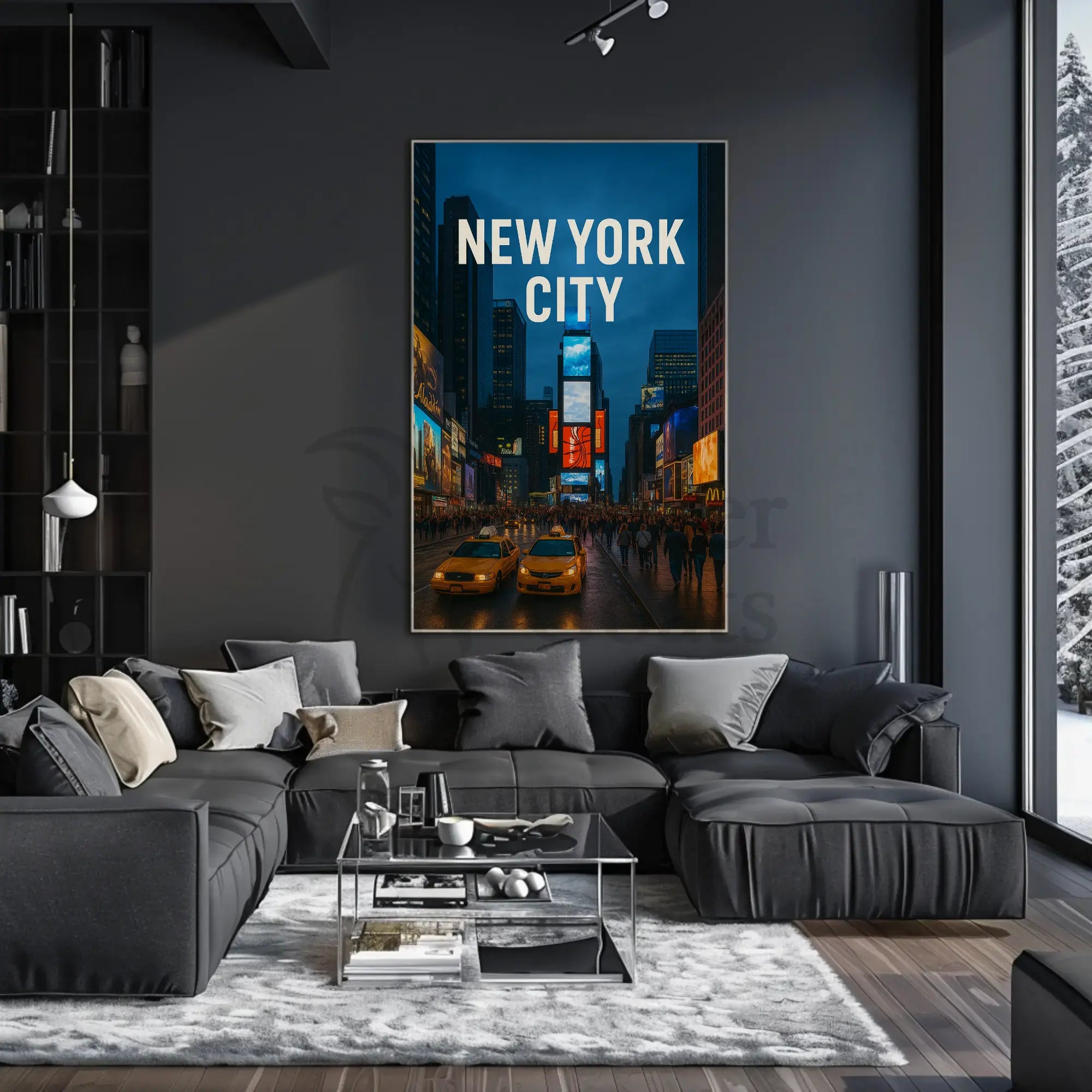 Stylized Times Square New York City Travel Poster PosterGoat
