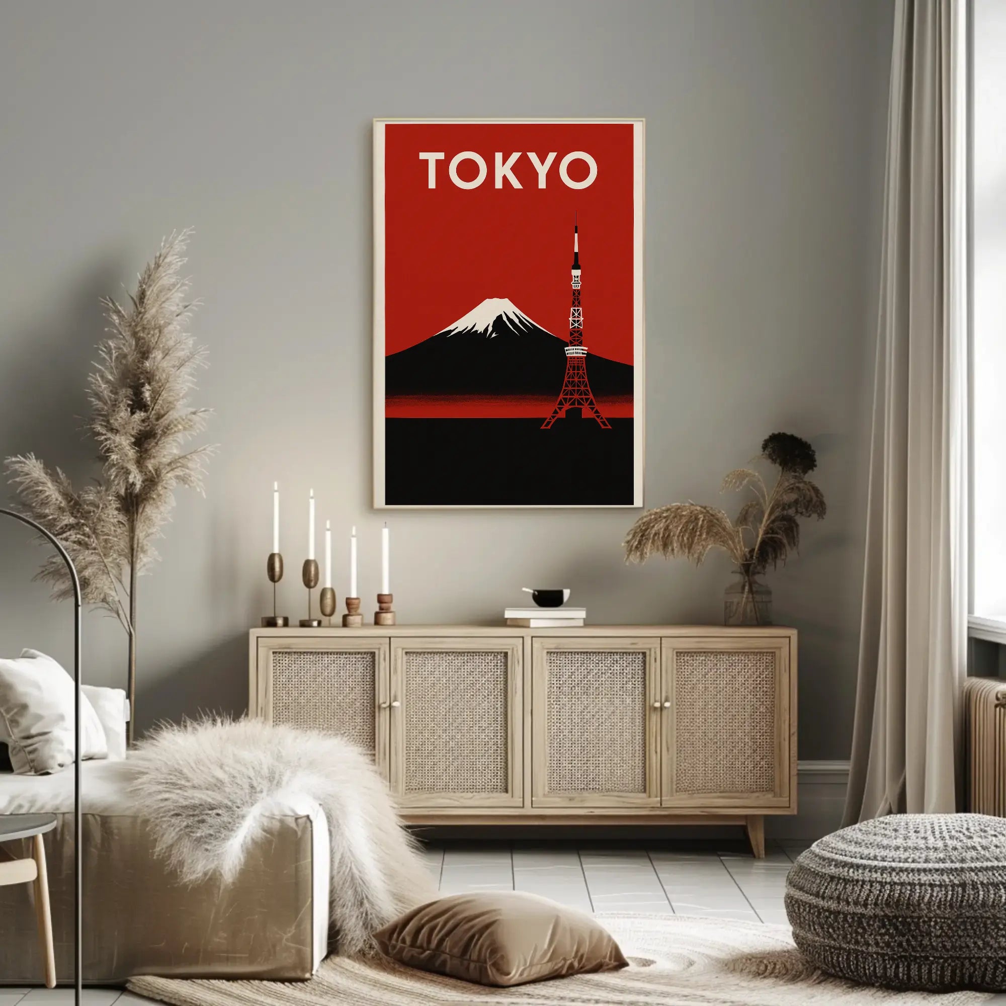 Stylized Tokyo Landmarks: Vintage Travel Poster PosterGoat