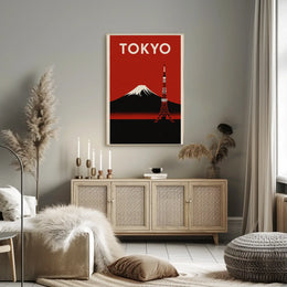 Stylized Tokyo Landmarks: Vintage Travel Poster PosterGoat