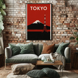 Stylized Tokyo Landmarks: Vintage Travel Poster PosterGoat