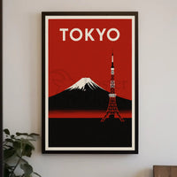 Stylized Tokyo Landmarks: Vintage Travel Poster PosterGoat
