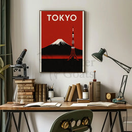 Stylized Tokyo Landmarks: Vintage Travel Poster PosterGoat