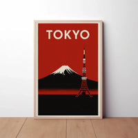Stylized Tokyo Landmarks: Vintage Travel Poster PosterGoat