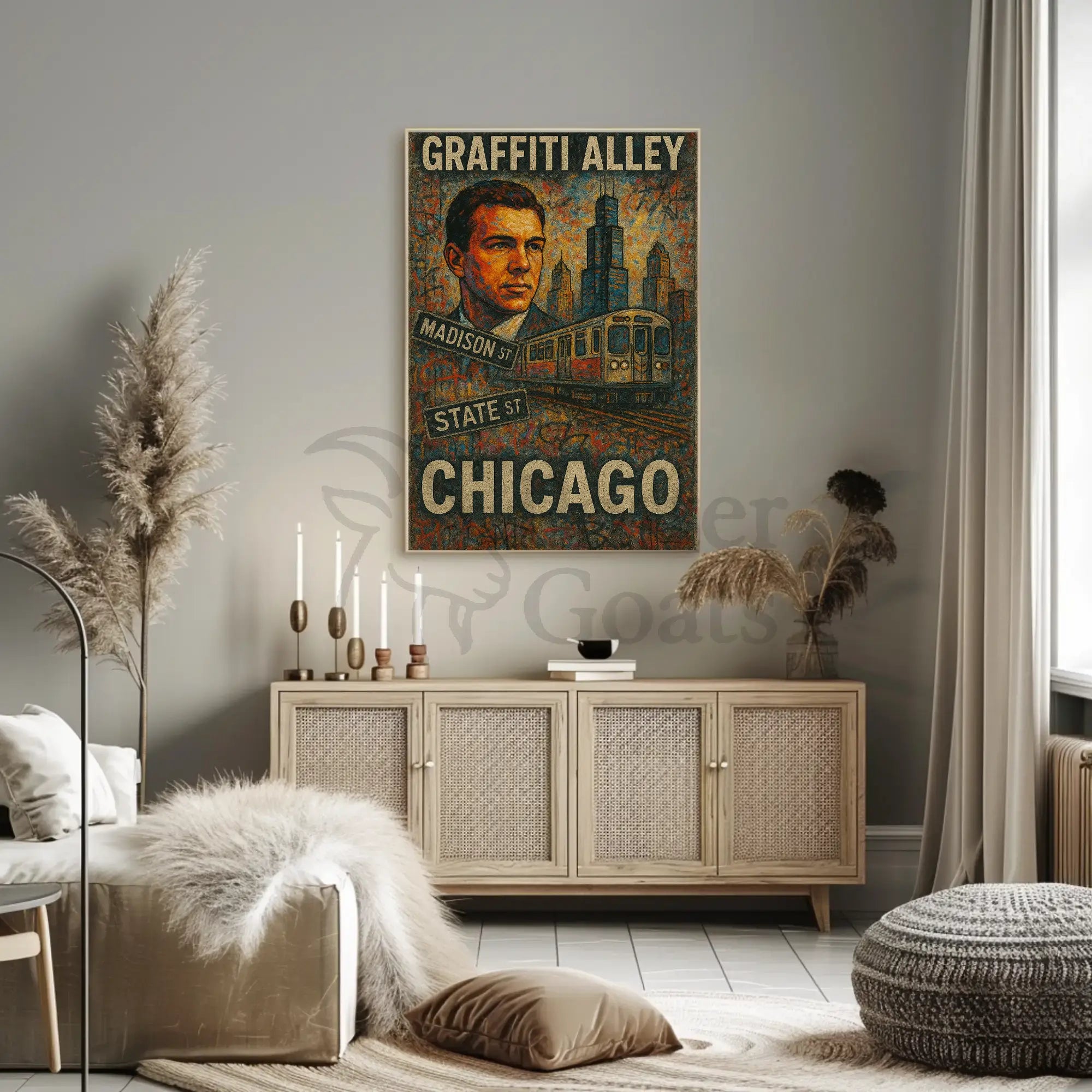 Stylized Urban Chicago Scene Artistic Poster PosterGoat