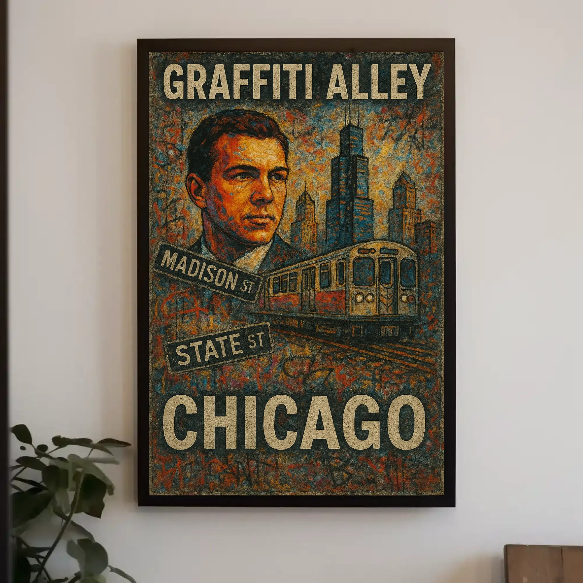 Stylized Urban Chicago Scene Artistic Poster PosterGoat