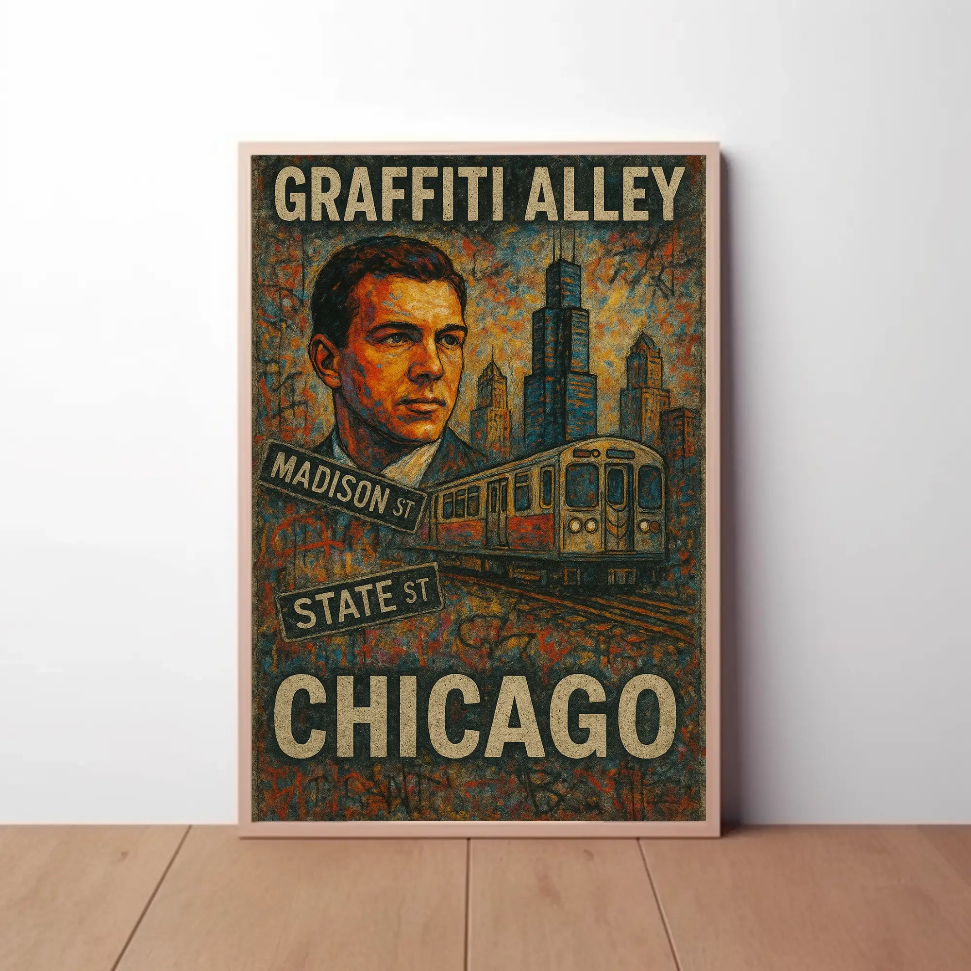 Stylized Urban Chicago Scene Artistic Poster PosterGoat