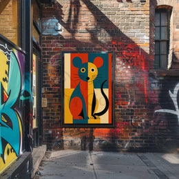 Stylized Vibrant Cat Art Print Abstract Artistic Poster PosterGoat