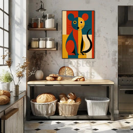 Stylized Vibrant Cat Art Print Abstract Artistic Poster PosterGoat